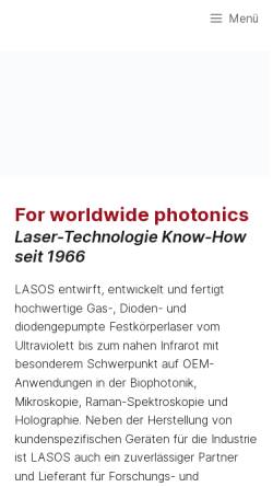Vorschau der mobilen Webseite www.lasos.com, LASOS GmbH