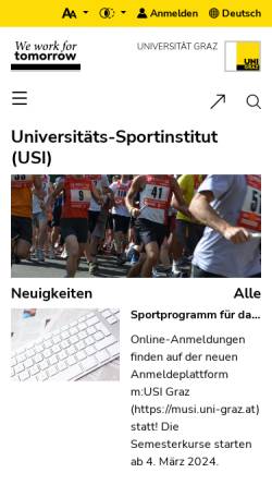 Vorschau der mobilen Webseite sportinstitut.uni-graz.at, Universitäts-Sportinstitut
