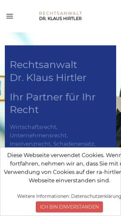 Vorschau der mobilen Webseite www.ra-hirtler.com, Rechtsanwalt Dr. Klaus Hirtler, Leoben