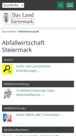 Vorschau der mobilen Webseite www.abfallwirtschaft.steiermark.at, AWIS