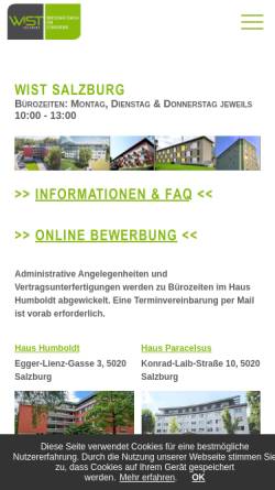 Vorschau der mobilen Webseite www.wist-salzburg.com, Wirtschaftshilfe der StudentInnen Salzburgs