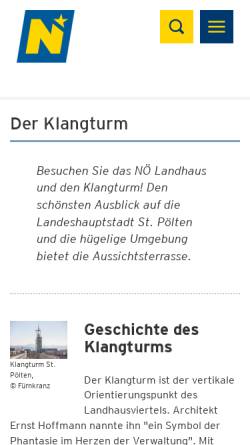 Vorschau der mobilen Webseite www.klangturm.at, Klangturm