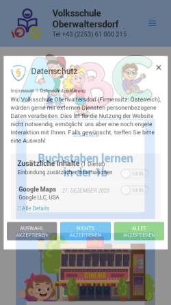 Vorschau der mobilen Webseite www.vs-oberwaltersdorf.at, Volksschule Oberwaltersdorf