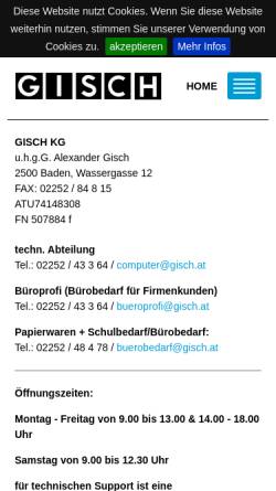 Vorschau der mobilen Webseite www.gisch.at, Gisch-High-Tech Computersysteme