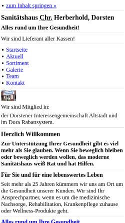 Vorschau der mobilen Webseite www.sanitaetshaus-herberhold.de, Sanitätshaus Herberhold