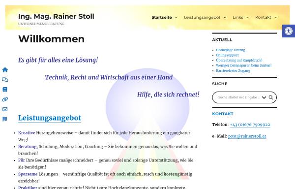 Vorschau von www.rainerstoll.at, Ing. Mag. Rainer Stoll - Unternehmensberatung