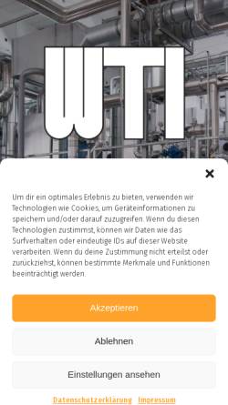 Vorschau der mobilen Webseite www.wti.at, WTI wärmetechnische Industrieanlagen Gesellschaft m.b.H.