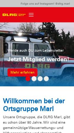 Vorschau der mobilen Webseite marl.dlrg.de, DLRG Marl e. V.