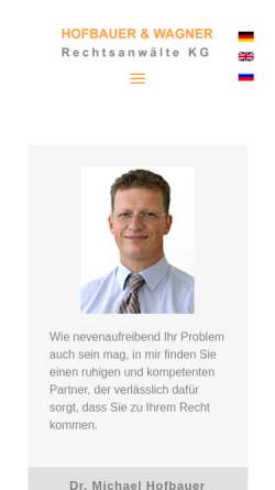 Vorschau der mobilen Webseite www.kanzlei-hofbauer.at, Rechtsanwaltkanzlei Hofbauer & Hofbauer & Wagner, St. Pölten