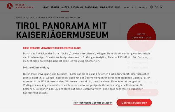Vorschau von www.kaiserjaegermuseum.org, Tiroler Kaiserjägermuseum