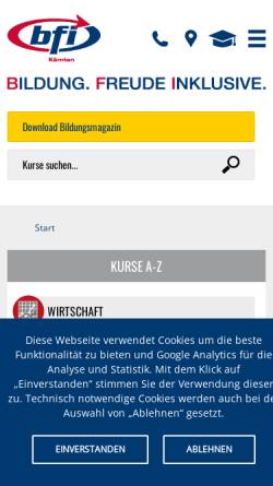 Vorschau der mobilen Webseite www.bfi-kaernten.or.at, Berufsförderungsinstitut Kärnten