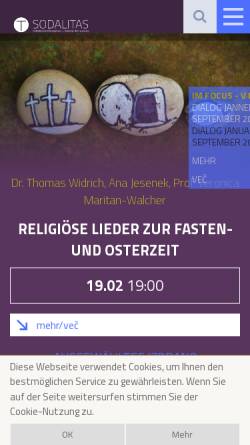 Vorschau der mobilen Webseite www.sodalitas.at, Katholisches Bildungshaus Tainach