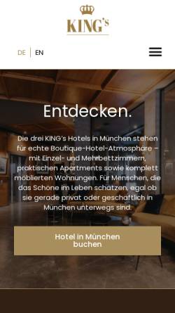 Vorschau der mobilen Webseite www.kingshotels.de, King's Hotels
