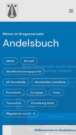 Vorschau der mobilen Webseite www.andelsbuch.at, Andelsbuch Online