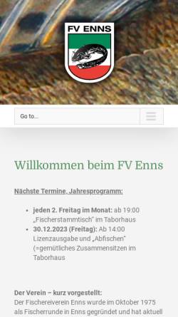 Vorschau der mobilen Webseite www.fvenns.at, Fischen in Enns und Donau mit dem Fischereiverein Enns