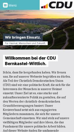 Vorschau der mobilen Webseite www.cdu-bernkastel-wittlich.de, CDU-Kreisverband Bernkastel-Wittlich