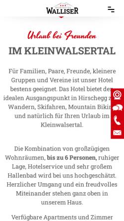 Vorschau der mobilen Webseite www.sporthotel-walliser.at, Sporthotel Walliser