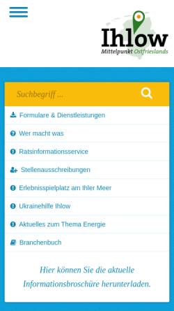 Vorschau der mobilen Webseite www.ihlow.de, Gemeinde Ihlow
