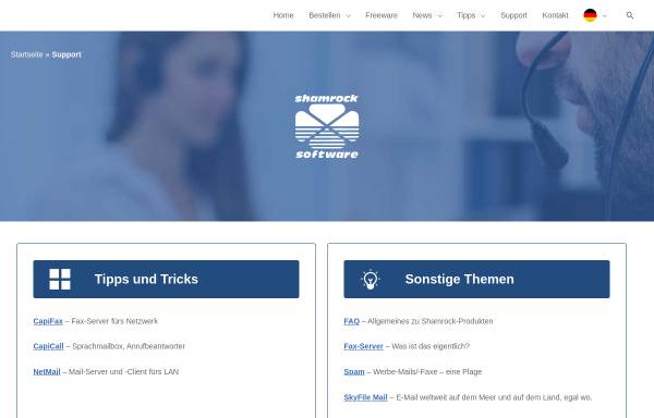 Vorschau von www.shamrock.de, Shamrocks Tipps und Tricks zu Windows