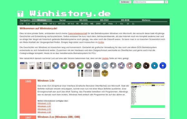 Vorschau von www.winhistory.de, Die Windows History