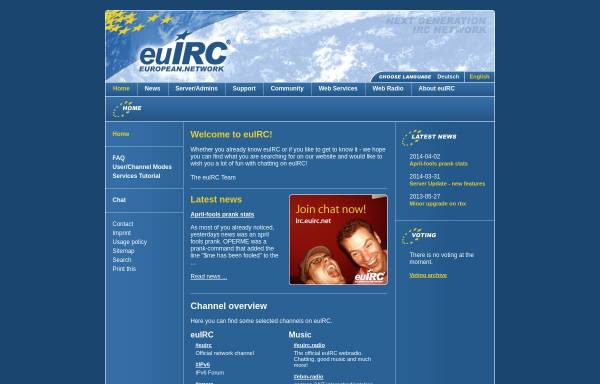 Vorschau von www.euirc.net, European IRC Network
