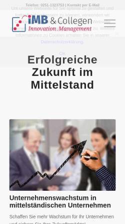 Vorschau der mobilen Webseite www.imb-collegen.de, IMB & Collegen - Unternehmensberatung, Internet - Consulting