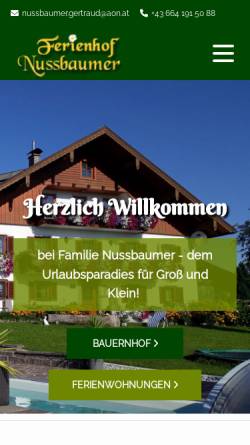 Vorschau der mobilen Webseite www.ferienhofnussbaumer.at, Ferienbauernhof Nussbaumer