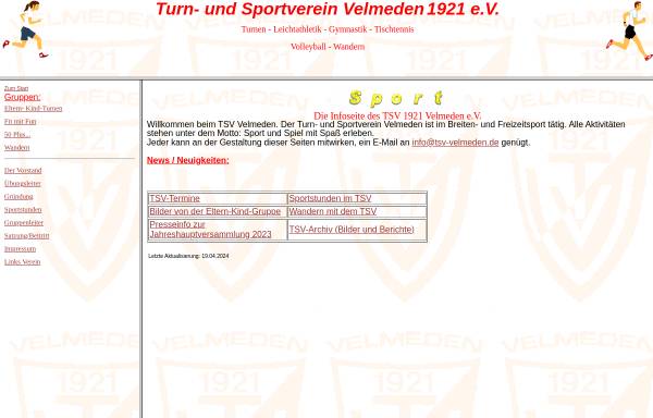 Vorschau von www.tsv-velmeden.de, Turn- und Sportverein Velmeden 1921 e.V.