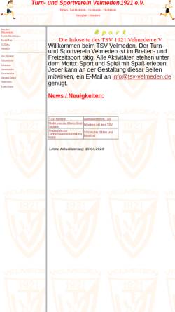 Vorschau der mobilen Webseite www.tsv-velmeden.de, Turn- und Sportverein Velmeden 1921 e.V.
