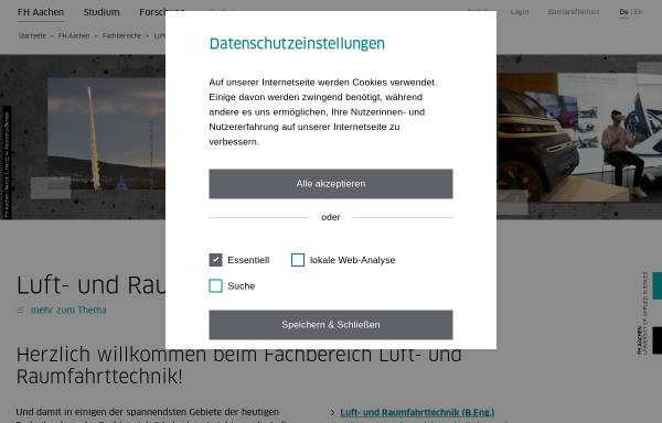 Vorschau von www.luftraum.fh-aachen.de, Fachbereich Luft-und Raumfahrttechnik