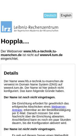 Vorschau der mobilen Webseite www.hfs.e-technik.tu-muenchen.de, Lehrstuhl für Hochfrequenztechnik