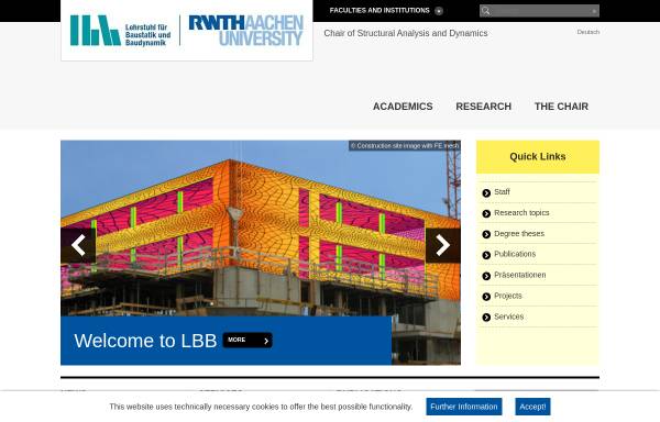 Vorschau von www.lbb.rwth-aachen.de, Lehrstuhl für Baustatik und Baudynamik