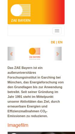 Vorschau der mobilen Webseite www.zae-bayern.de, Bayerisches Zentrum für Angewandte Energieforschung e.V. (ZAE Bayern)