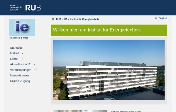 Vorschau von www.ie.ruhr-uni-bochum.de, Institut für Energietechnik ie, Ruhr-Universität Bochum