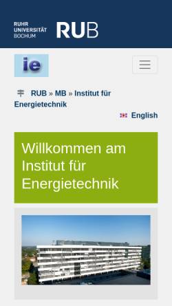 Vorschau der mobilen Webseite www.ie.ruhr-uni-bochum.de, Institut für Energietechnik ie, Ruhr-Universität Bochum