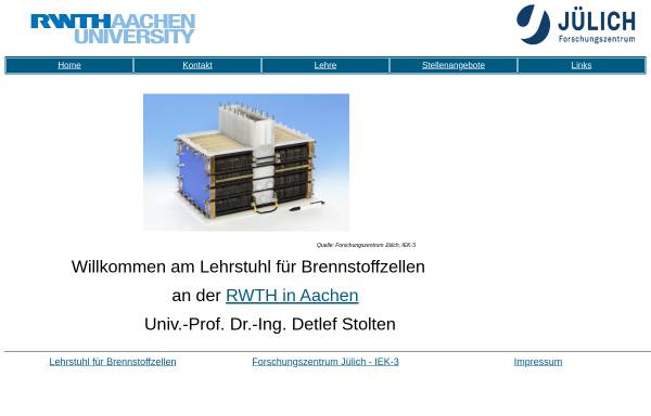 Vorschau von www.brennstoffzellen.rwth-aachen.de, Lehrstuhl für Brennstoffzellen der RWTH Aachen