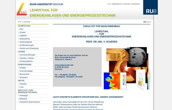 Vorschau von www.leat.ruhr-uni-bochum.de, Lehrstuhl für Energieanlagen und Energieprozesstechnik, Ruhr-Universität Bochum