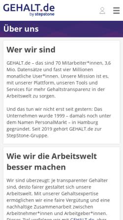 Vorschau der mobilen Webseite www.personalmarkt.de, PersonalMarkt - Vergütungsberatung