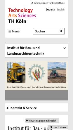 Vorschau der mobilen Webseite www.lt.fh-koeln.de, Fachbereich Landmaschinentechnik und Regenerative Energien der Fachhochschule Köln