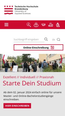 Vorschau der mobilen Webseite www.fh-brandenburg.de, Fachbereich Technik, Fachhochschule Brandenburg