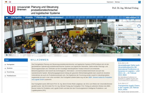 Vorschau von www.ips.biba.uni-bremen.de, Fachgebiet Planung und Steuerung produktionstechnischer Systeme PSPS, Uni Bremen