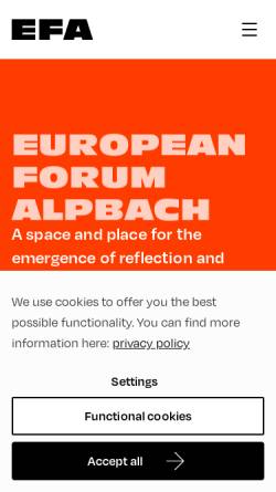 Vorschau der mobilen Webseite www.alpbach.org, Europäisches Forum Alpbach