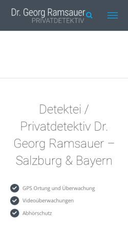 Vorschau der mobilen Webseite www.detektei-ramsauer.com, Dr. Georg Ramsauer - Privatdetektiv