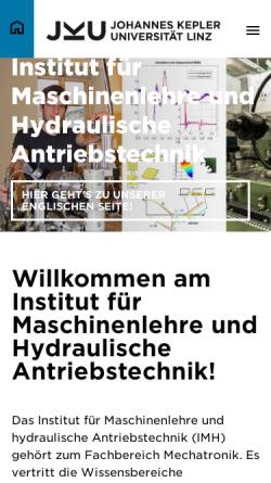 Vorschau der mobilen Webseite imh.jku.at, Institut für Maschinenlehre und hydraulische Antriebstechnik, Universität Linz (Österreich)