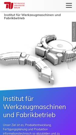 Vorschau der mobilen Webseite www.iwf.tu-berlin.de, Institut für Werkzeugmaschinen und Fabrikbetrieb der TU Berlin