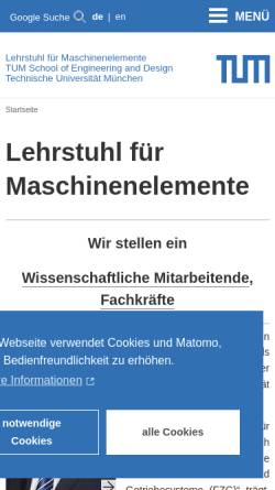 Vorschau der mobilen Webseite www.fzg.mw.tum.de, Lehrstuhl für Maschinenelemente FZG, TU München