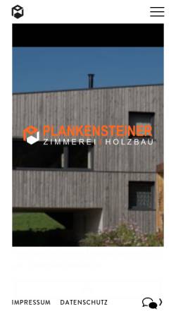 Vorschau der mobilen Webseite www.plankensteiner.at, Zimmerei Holzbau Plankensteiner