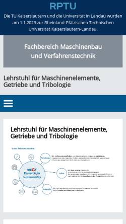 Vorschau der mobilen Webseite megt.mv.uni-kl.de, Lehrstuhl für Maschinenelemente und Getriebetechnik der TU Kaiserslautern