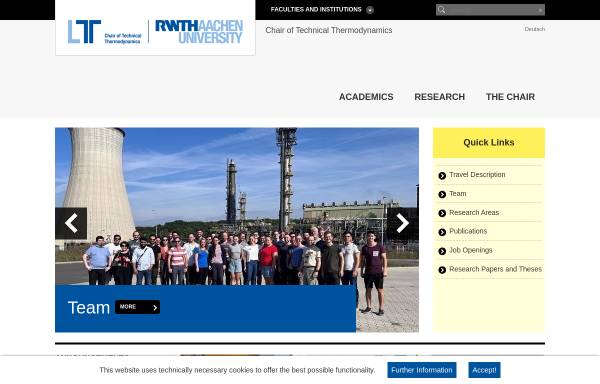 Vorschau von www.ltt.rwth-aachen.de, Lehrstuhl für Technische Thermodynamik LTT, RWTH Aachen