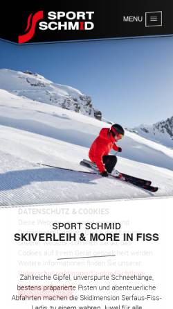 Vorschau der mobilen Webseite www.sport-schmid.at, Sport Schmid